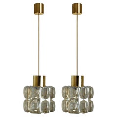 Coppia di ciondoli in vetro ambrato e oro di Helena Tynell, 1960