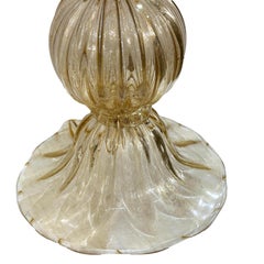 Pair of Amber Glass Murano Lamps