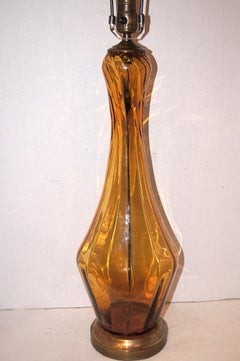 Pair of Amber Glass Table Lamps