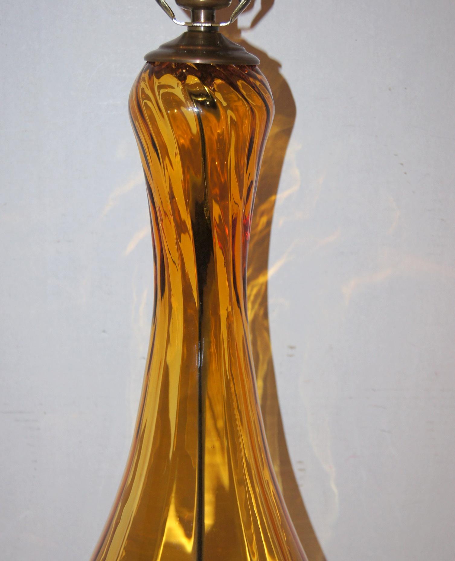 vintage amber glass table lamp