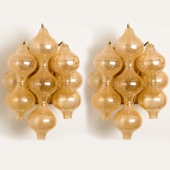 Pair of Amber Glass Tulipan Wall Lamps or Sconces by J.T. Kalmar, 1960s
