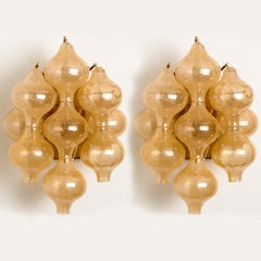 Pair of Amber Glass Tulipan Wall Lamps or Sconces by J.T. Kalmar, 1960s