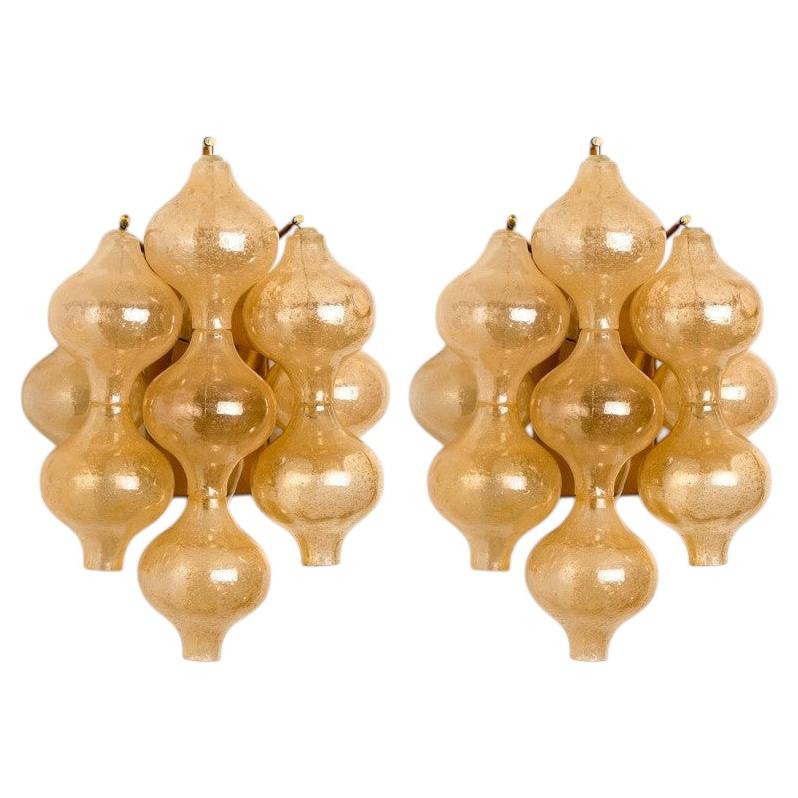 Pair of Amber Glass Tulipan Wall Lamps or Sconces by J.T. Kalmar, 1960s