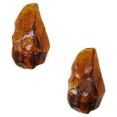 Used Pair of amber glass wall lamps