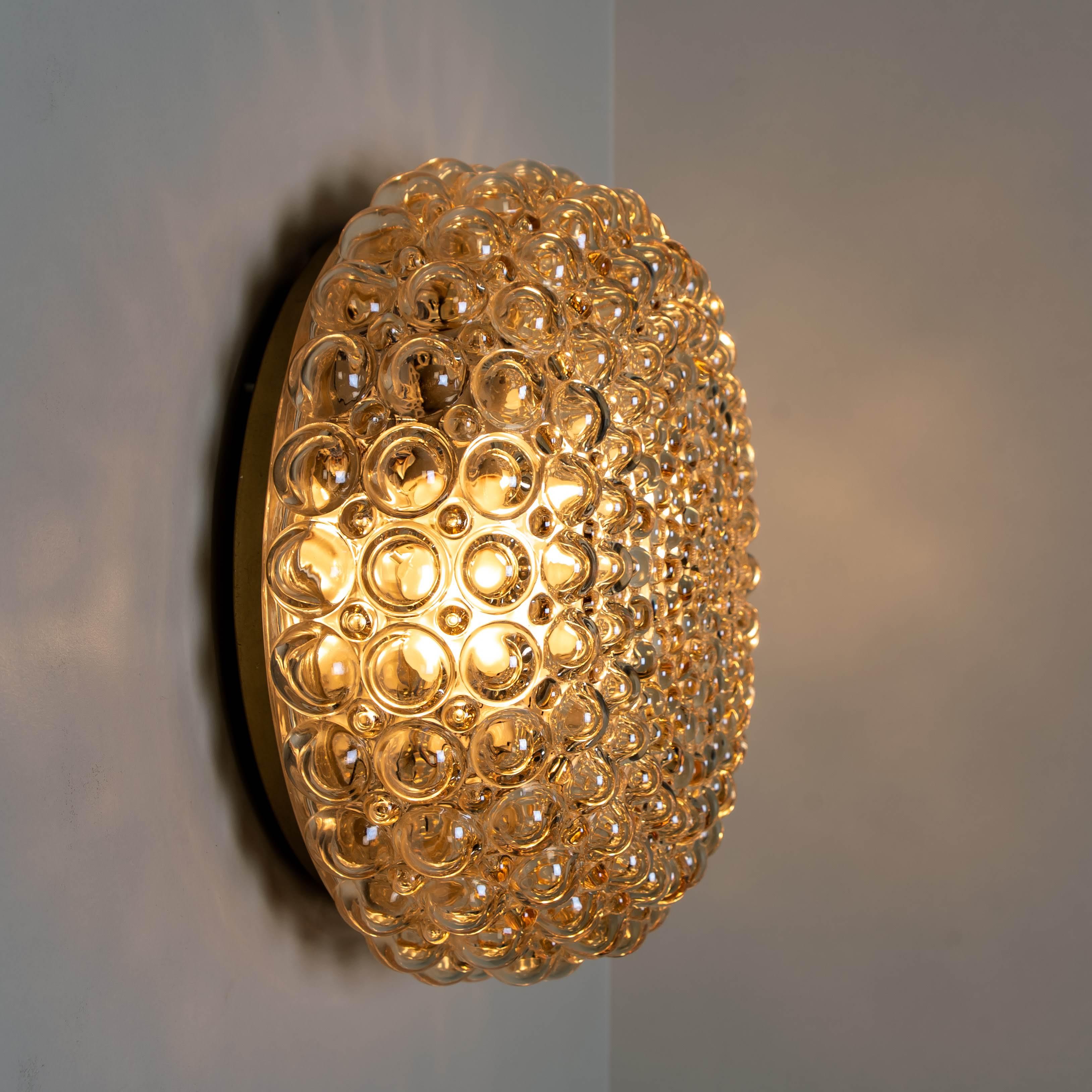 Wandleuchten aus Bernsteinglas von Helena Tynell für Glashtte Limburg, Paar im Angebot 3