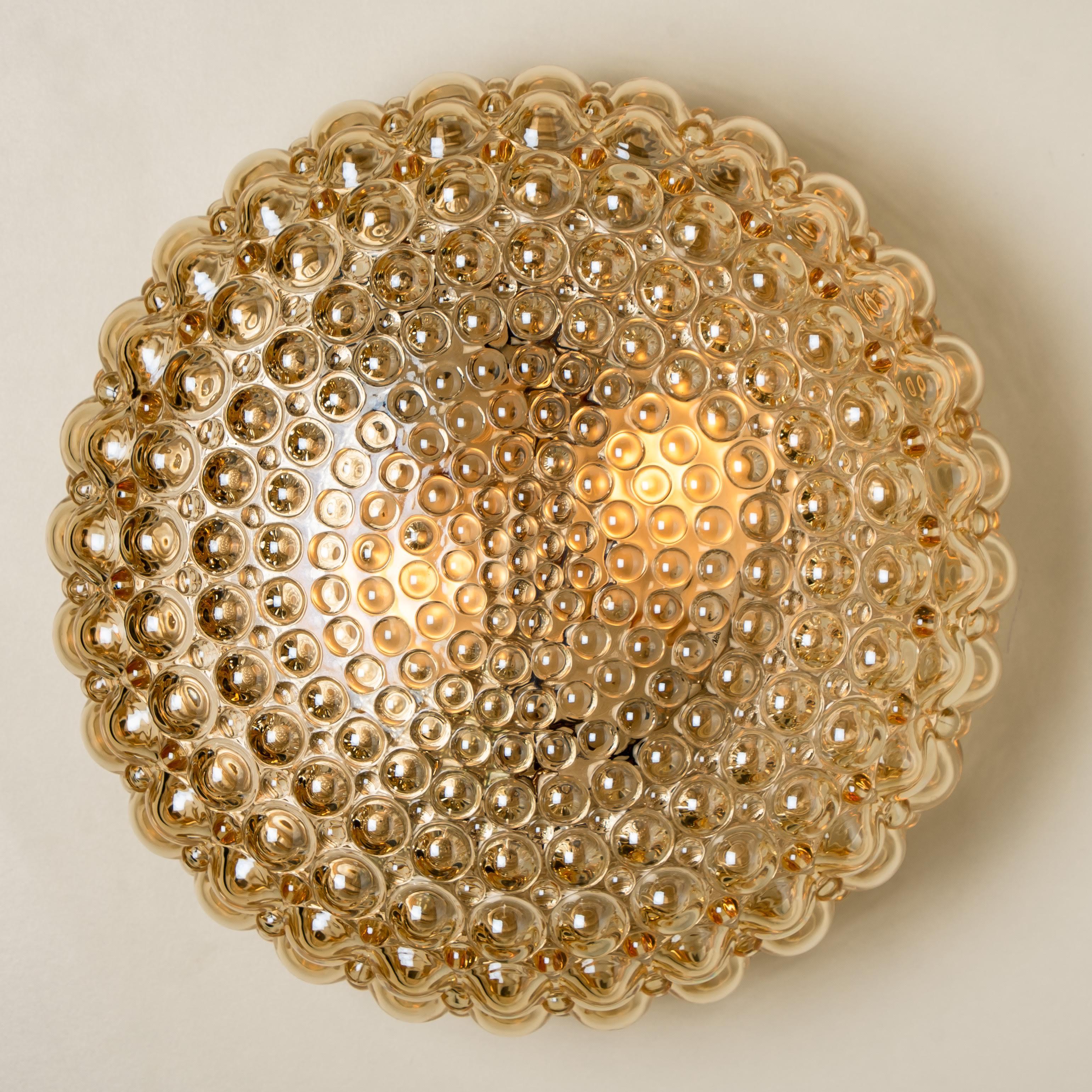 Wandleuchten aus Bernsteinglas von Helena Tynell für Glashtte Limburg, Paar im Angebot 5