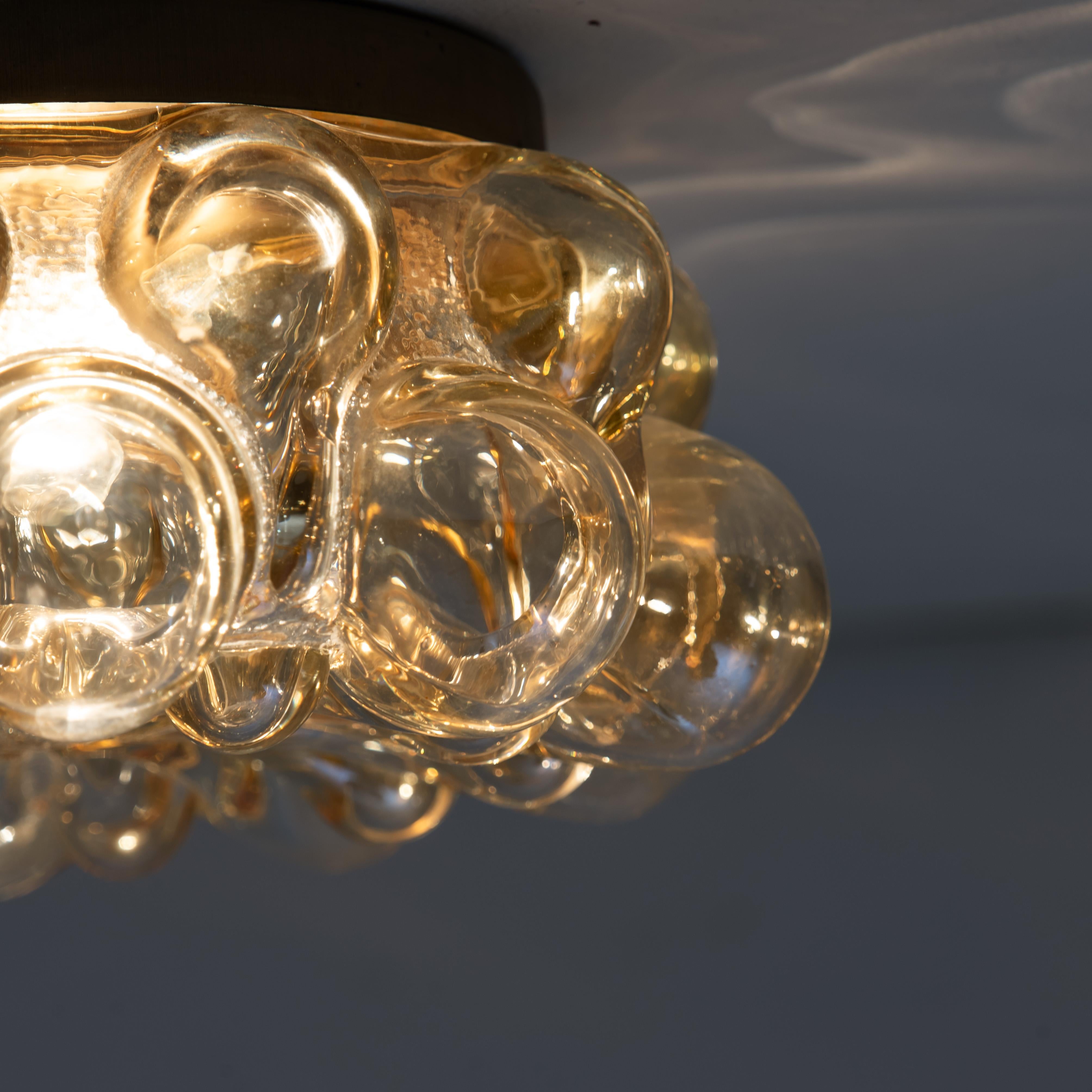 Pair of Amber Glass Wall Lights Sconces by Helena Tynell for Glashütte Limburg 6