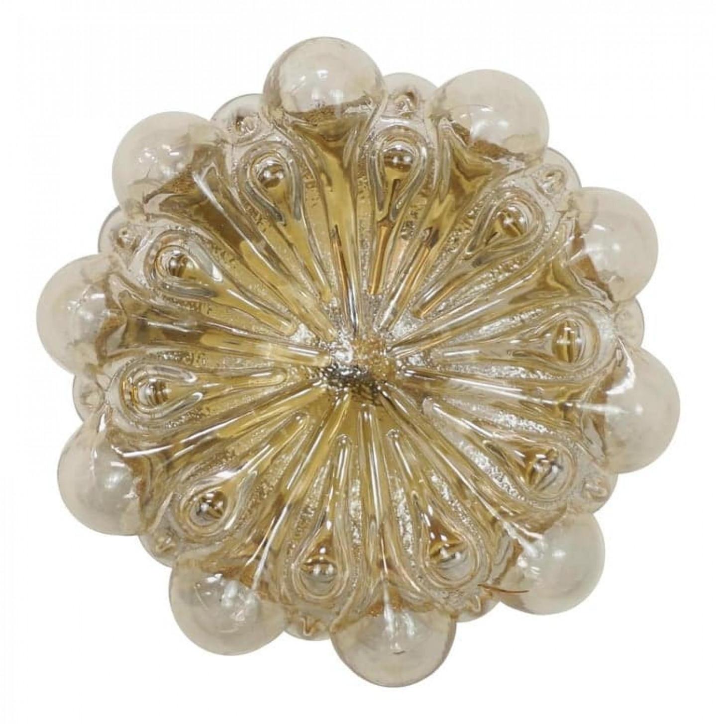 Pair of Amber Glass Wall Lights Sconces by Helena Tynell for Glashütte Limburg For Sale 6