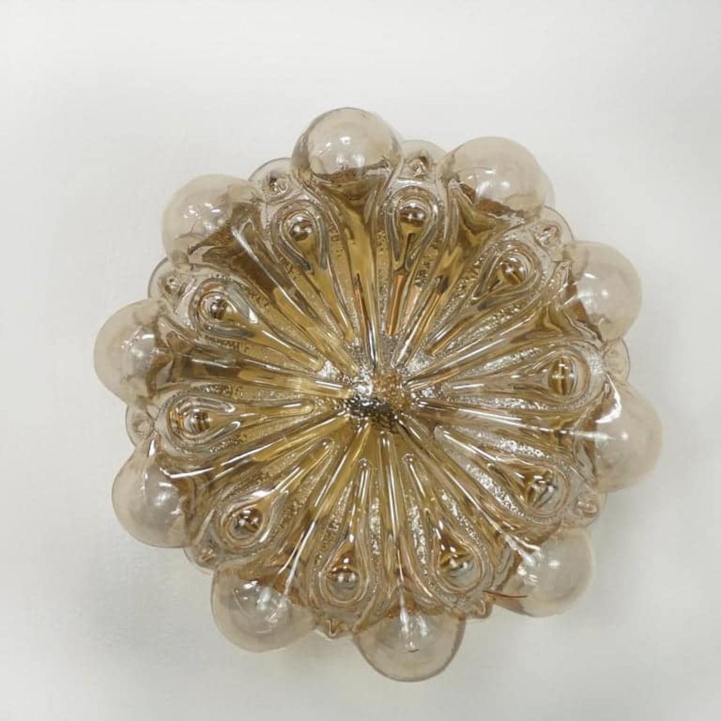 Pair of Amber Glass Wall Lights Sconces by Helena Tynell for Glashütte Limburg For Sale 7