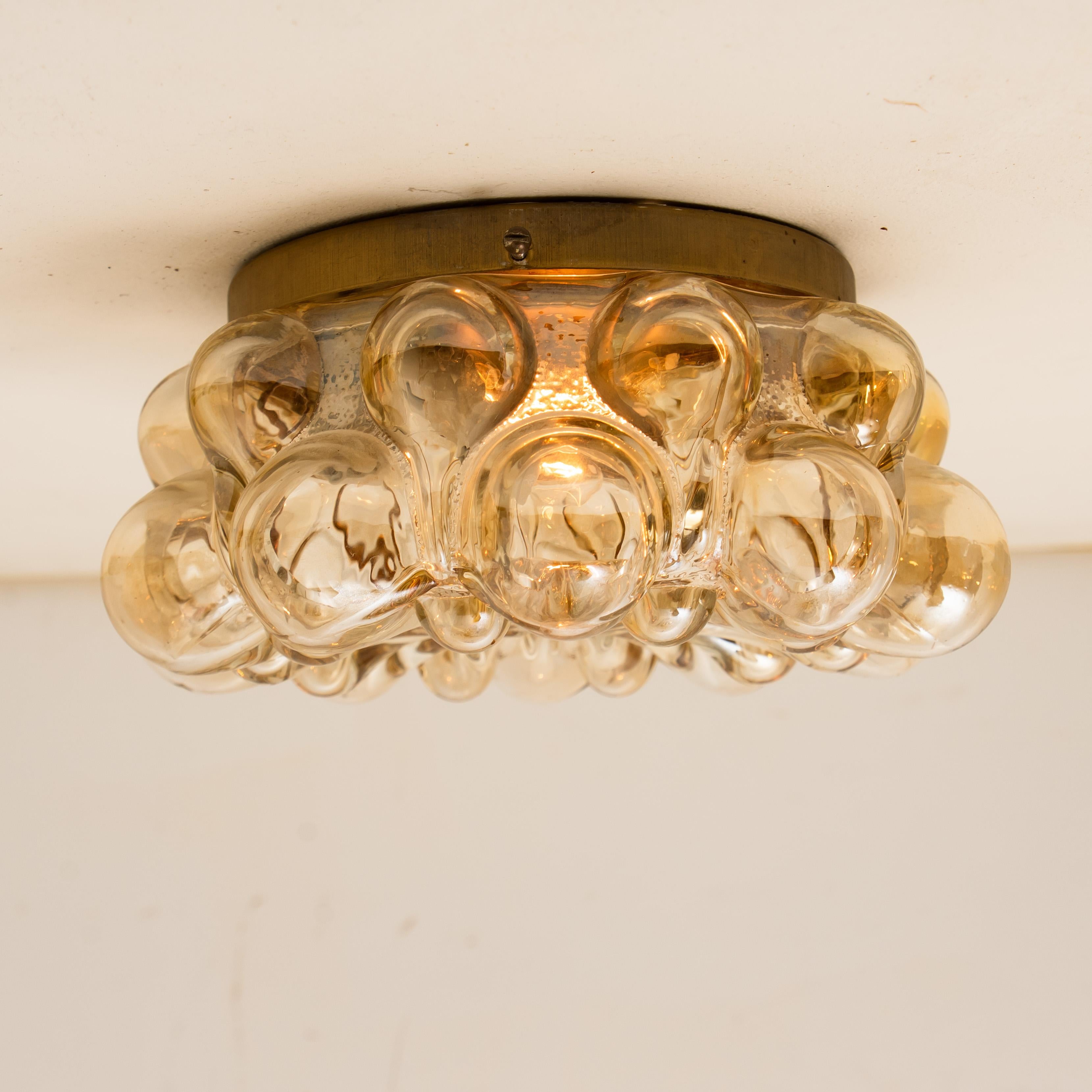 Pair of Amber Glass Wall Lights Sconces by Helena Tynell for Glashütte Limburg 9