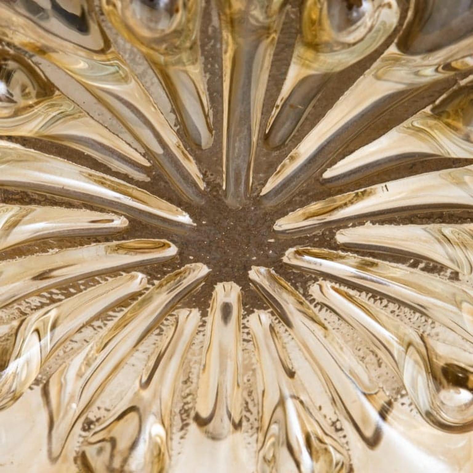Pair of Amber Glass Wall Lights Sconces by Helena Tynell for Glashütte Limburg For Sale 8
