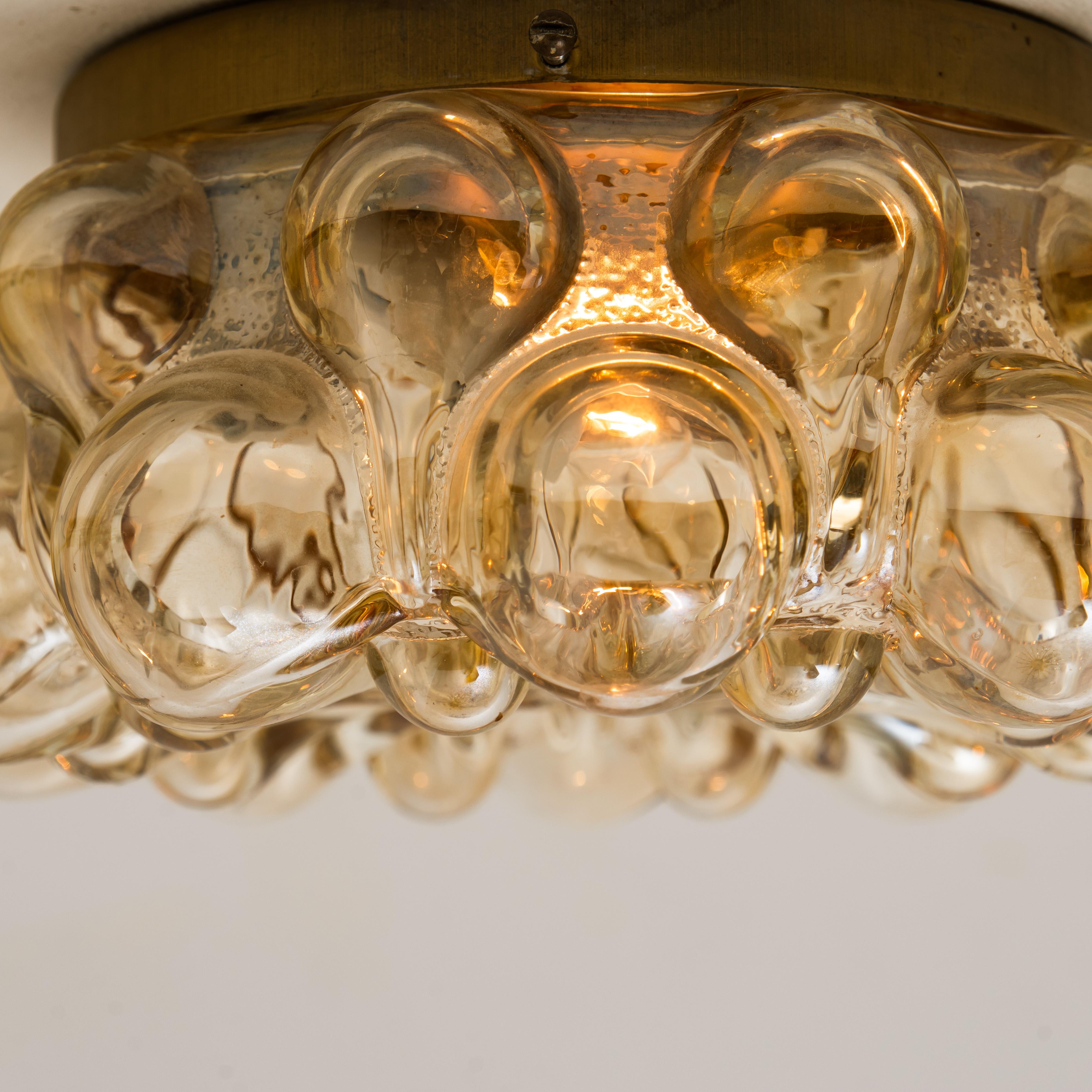 Pair of Amber Glass Wall Lights Sconces by Helena Tynell for Glashütte Limburg 10