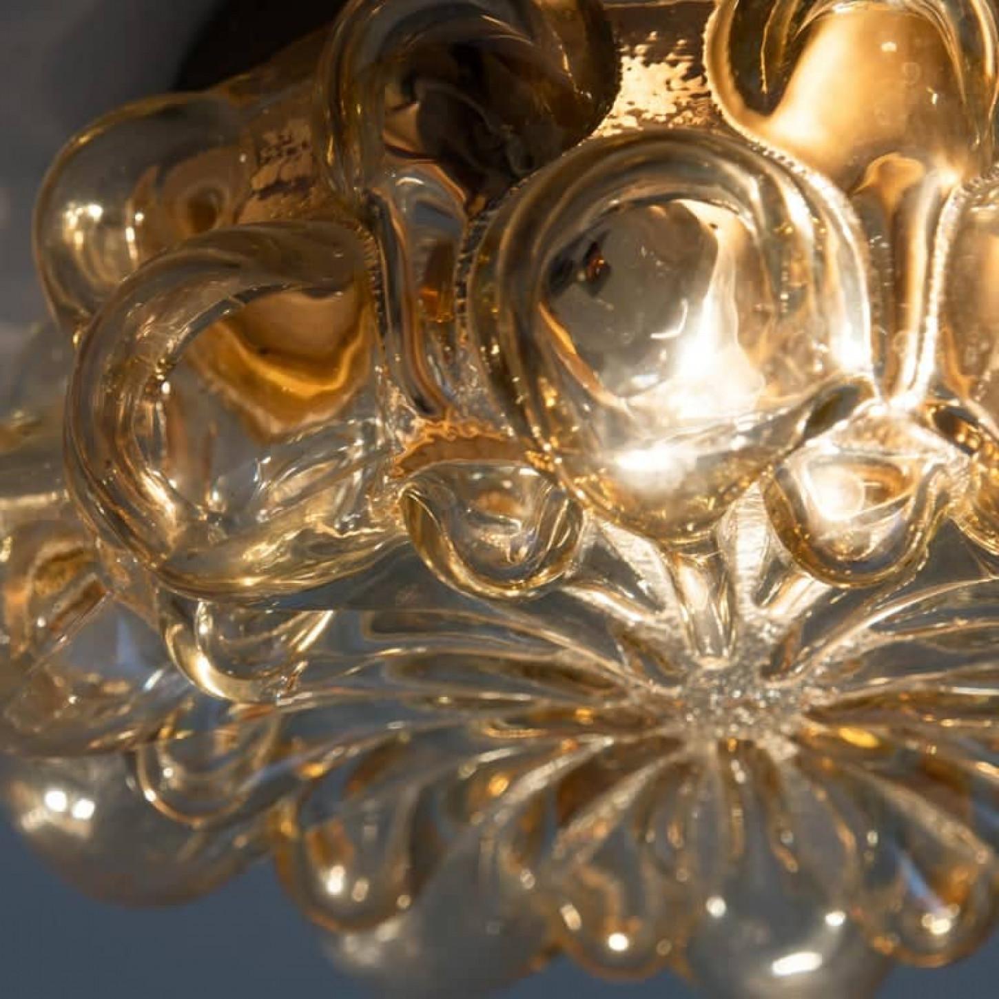 Pair of Amber Glass Wall Lights Sconces by Helena Tynell for Glashütte Limburg For Sale 11