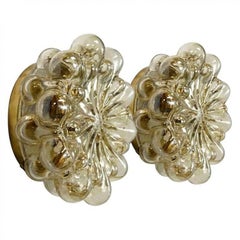 Pair of Amber Glass Wall Lights Sconces by Helena Tynell for Glashütte Limburg