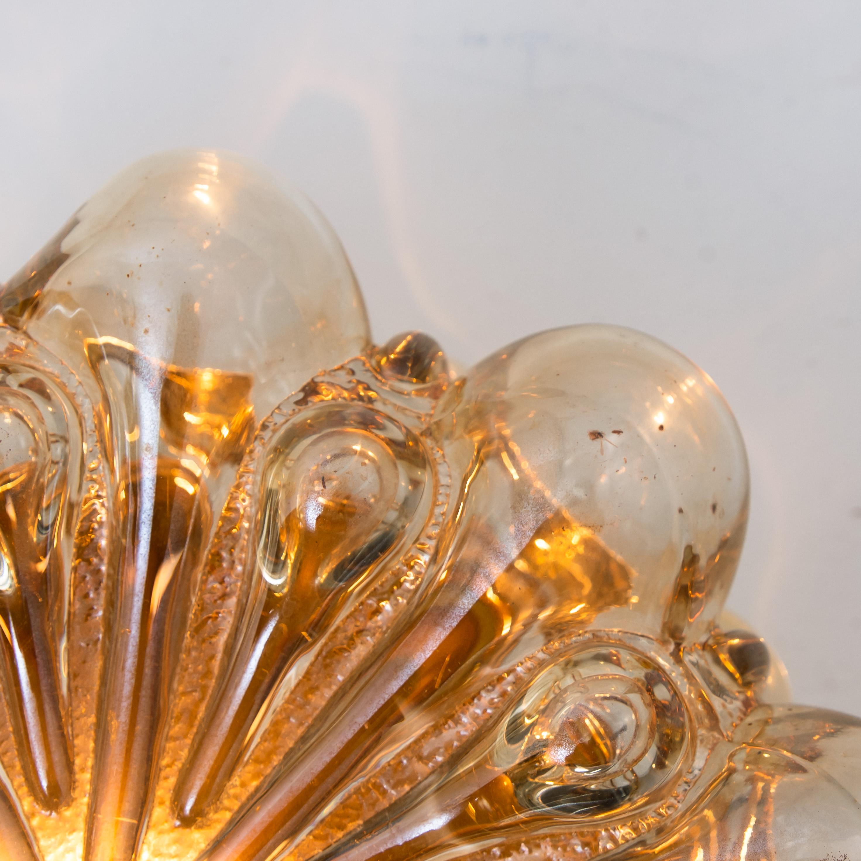 Pair of Amber Glass Wall Lights Sconces by Helena Tynell for Glashütte Limburg 14