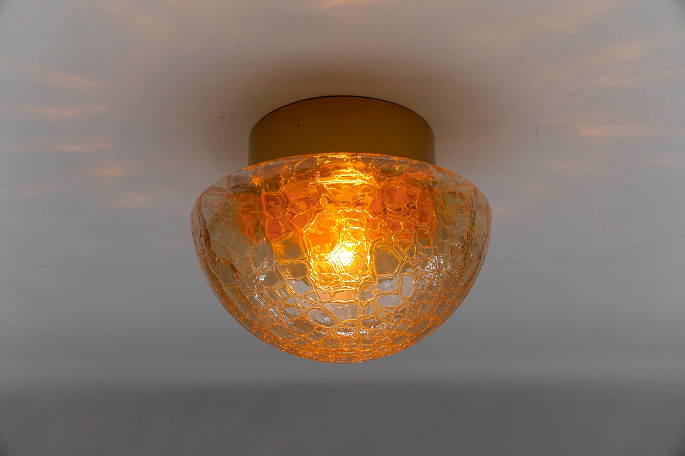 Pair of Amber Gold Mushroom Shaped Wall Lamps / Flush Mount Lights, 1960s For Sale 4
