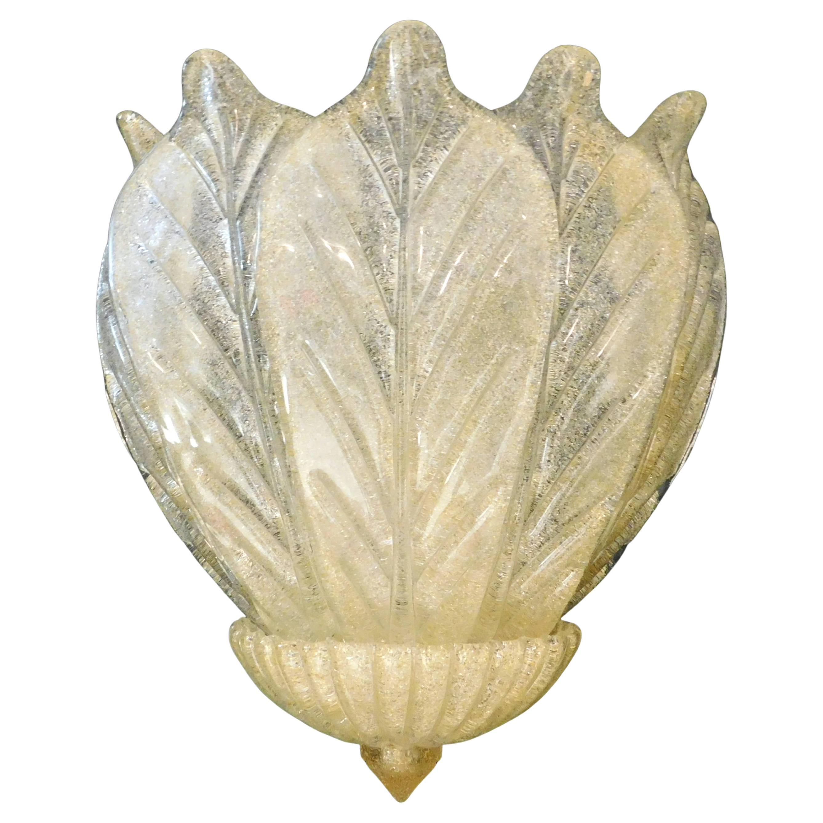 Pair of Amber Graniglia Leaves Sconces, 3 Pairs Available