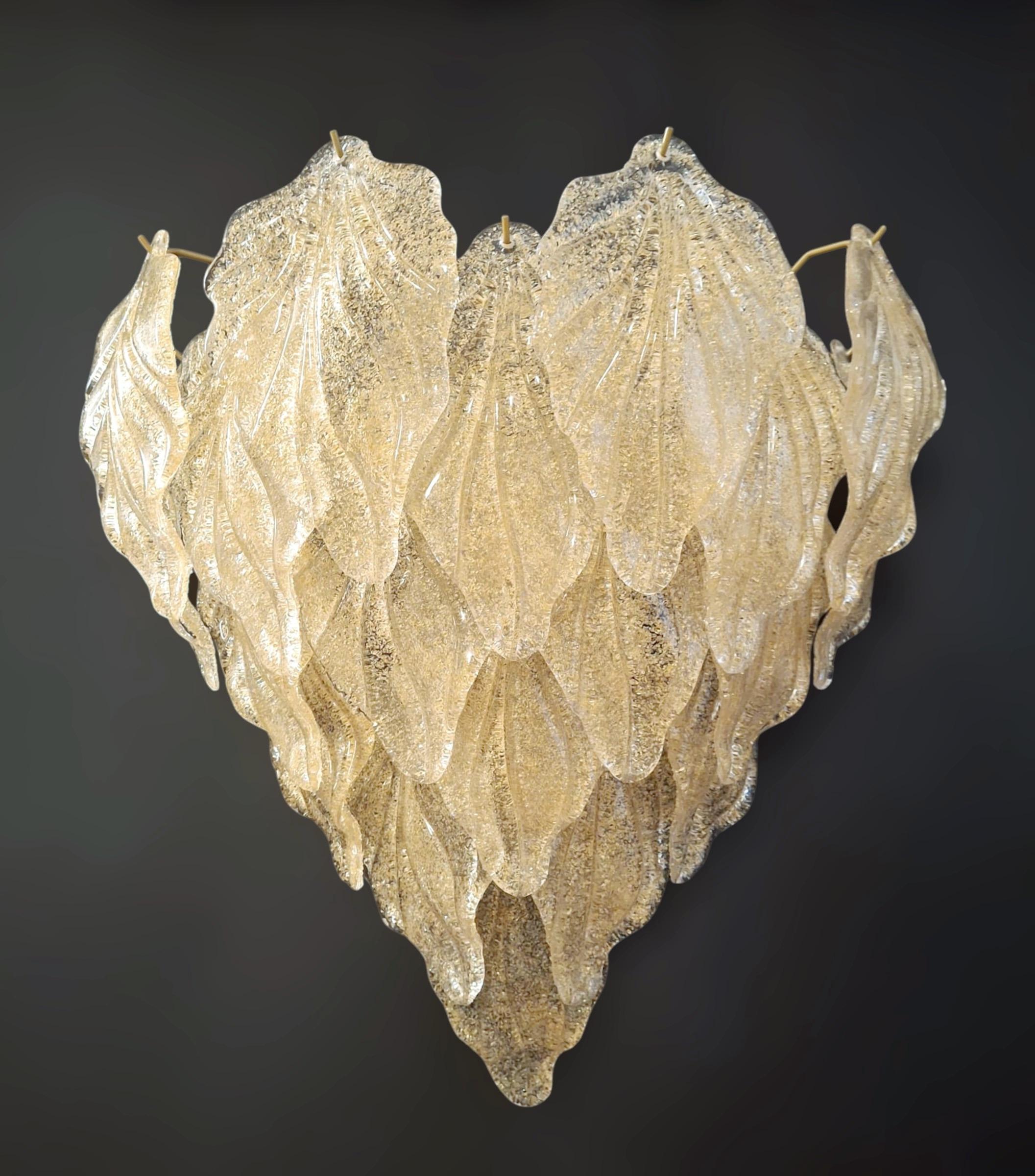 Paire d'appliques à feuilles d'ambre Graniglia Excellent état - En vente à Los Angeles, CA