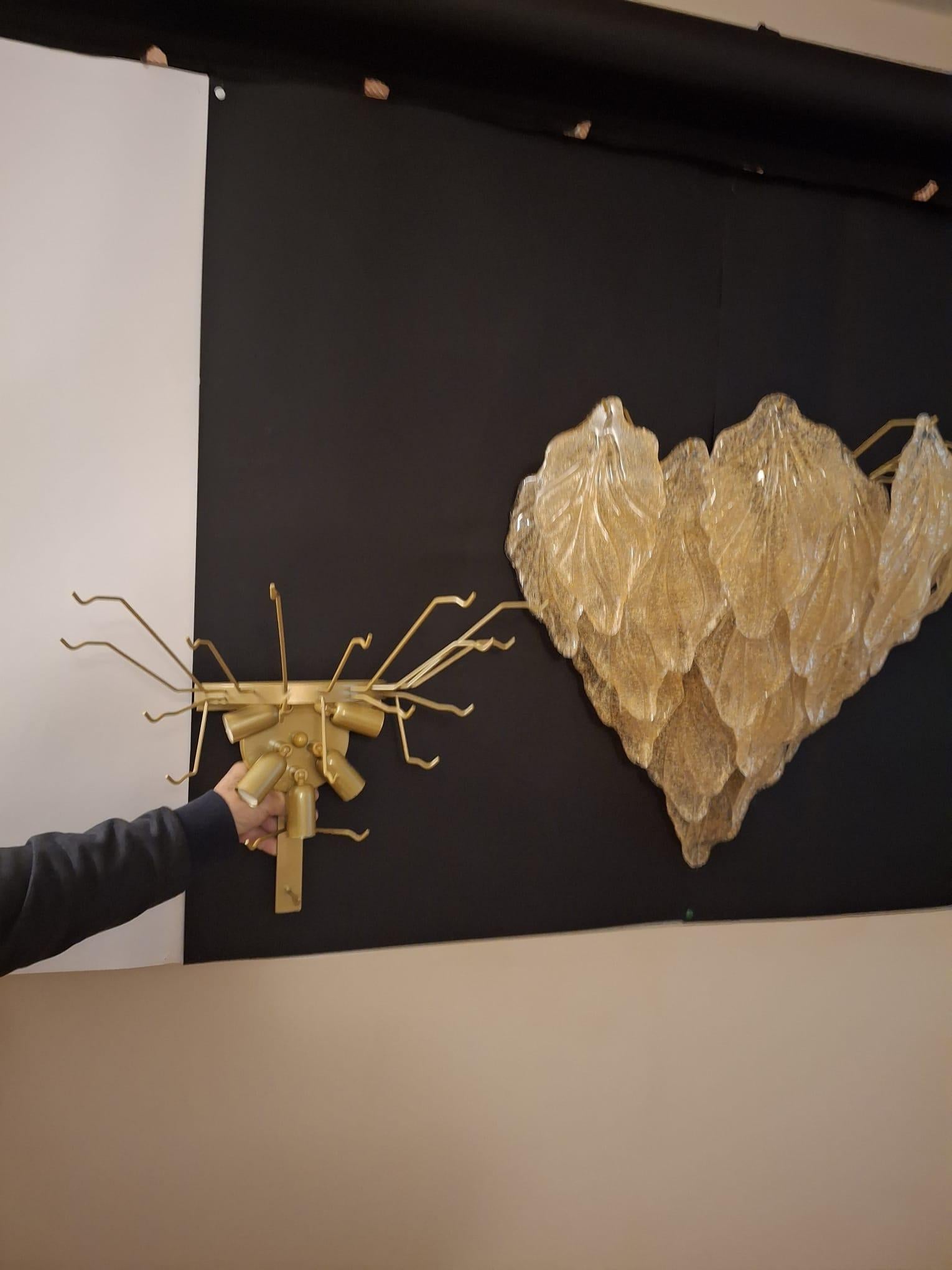 Paire d'appliques à feuilles d'ambre Graniglia en vente 2