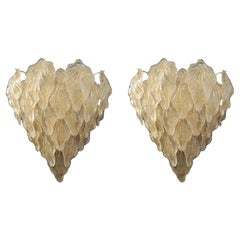 Paire d'appliques à feuilles d'ambre Graniglia