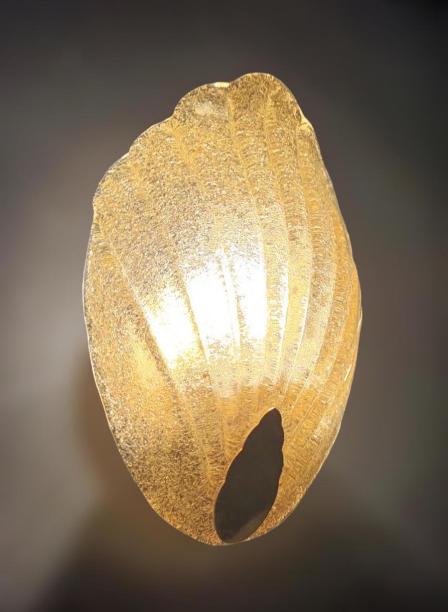Pareja de candelabros de concha Graniglia en ámbar de Murano Due en Bueno estado para la venta en Los Angeles, CA