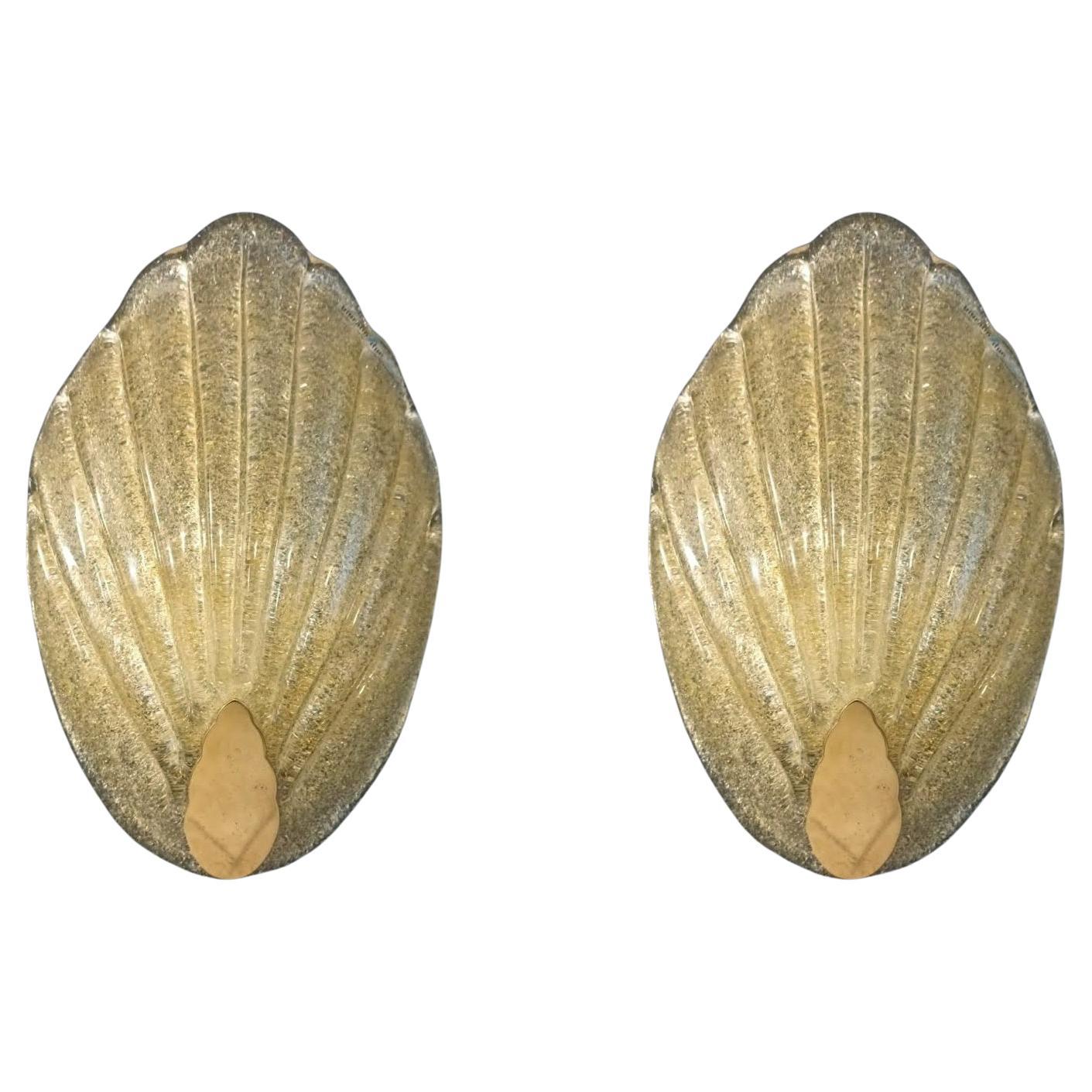 Paire d'appliques Graniglia en ambre de Murano Due