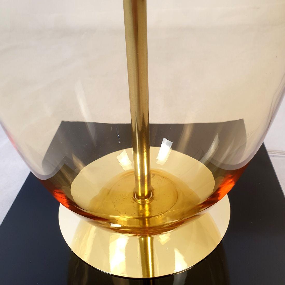 Pair of Amber Murano glass Lamps For Sale 5