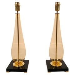 Pair of Amber Murano glass Lamps