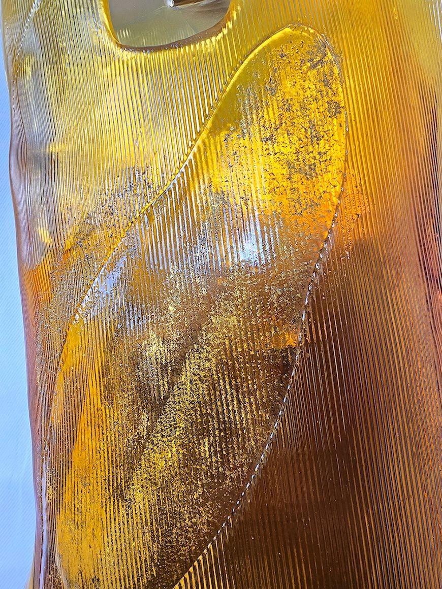 Pareja de apliques modernos de mediados de siglo de cristal de Murano color ámbar en venta 3