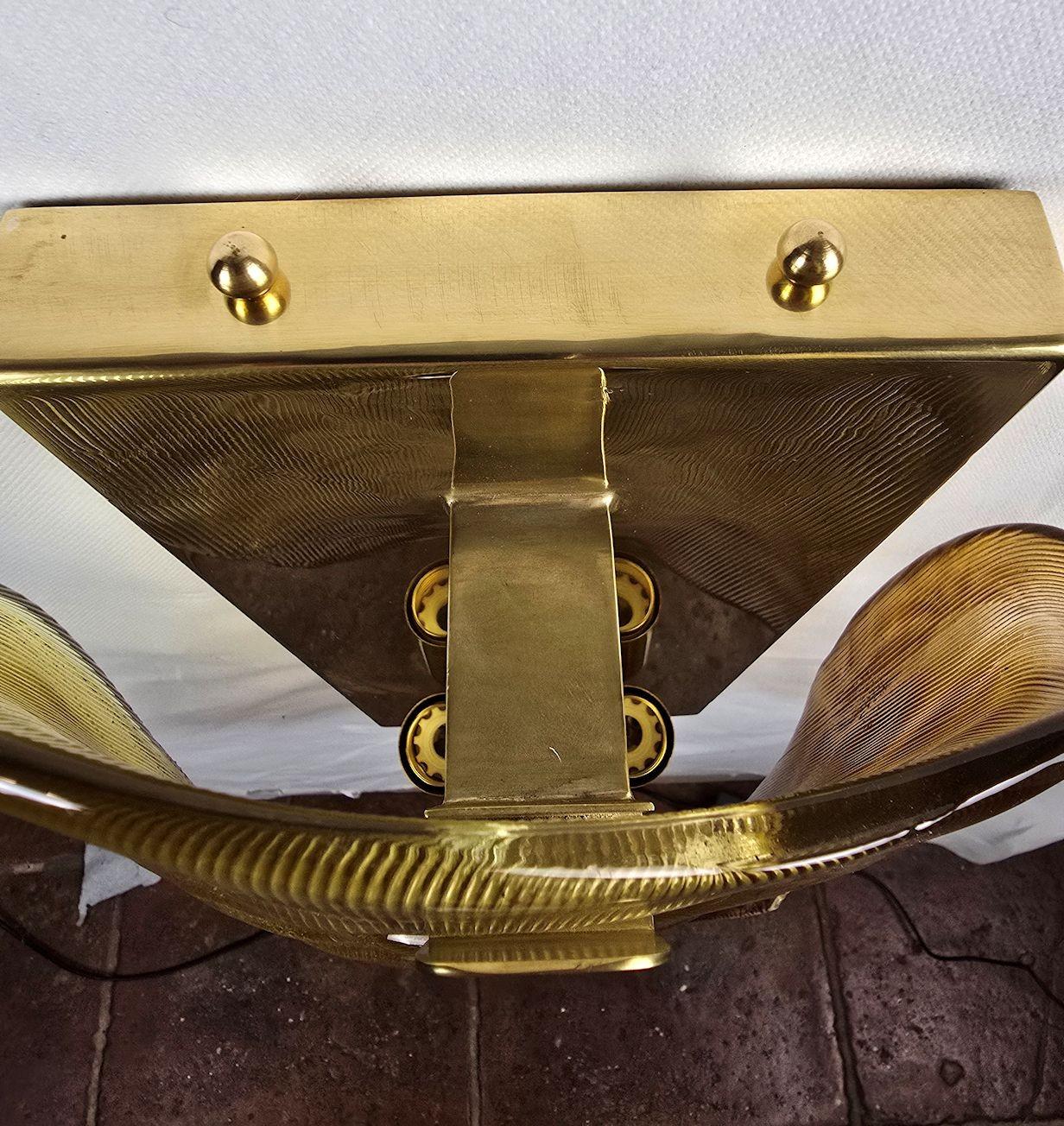 Pareja de apliques modernos de mediados de siglo de cristal de Murano color ámbar en venta 5