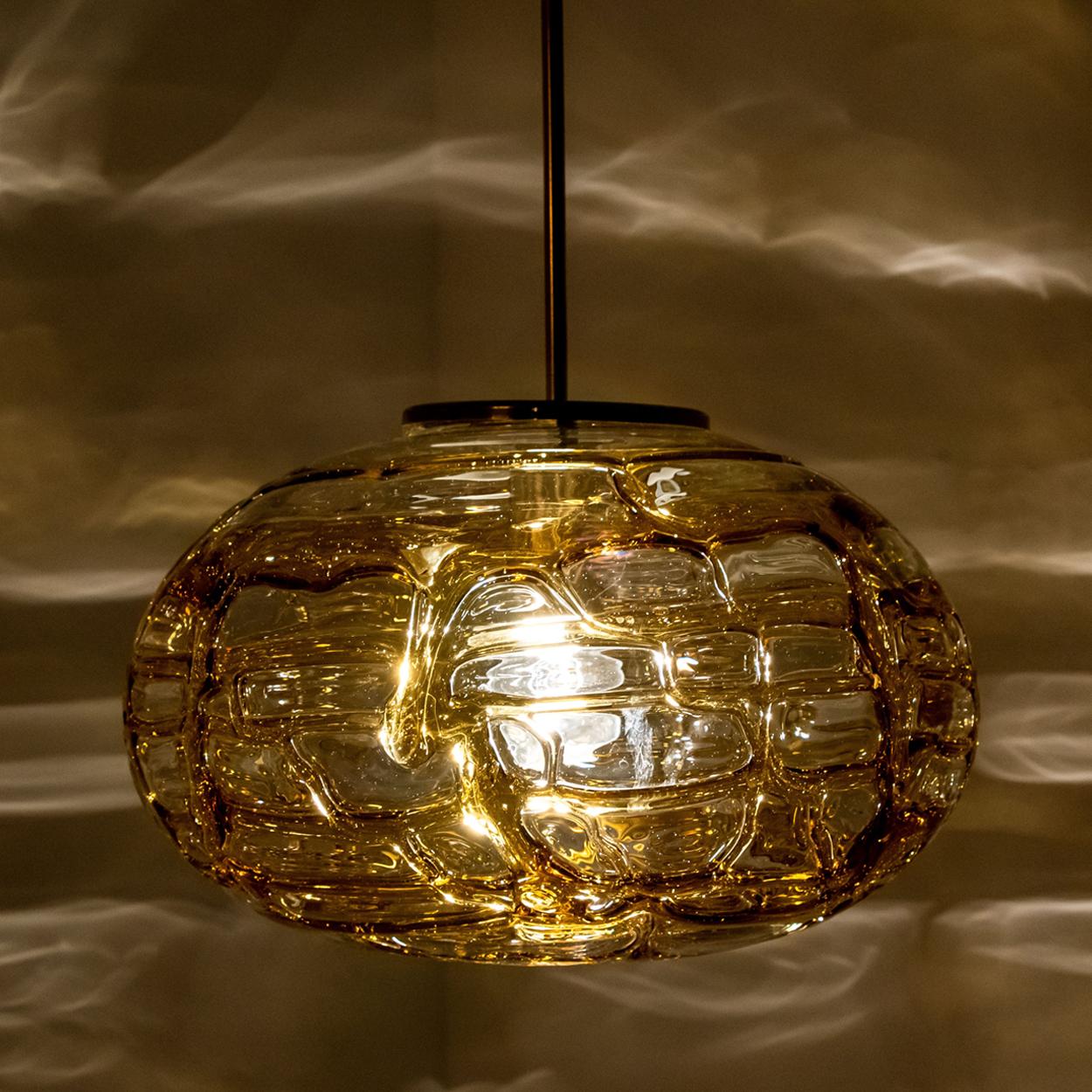 Pair of Amber Murano Glass Pendant Lamp, 1960s 3