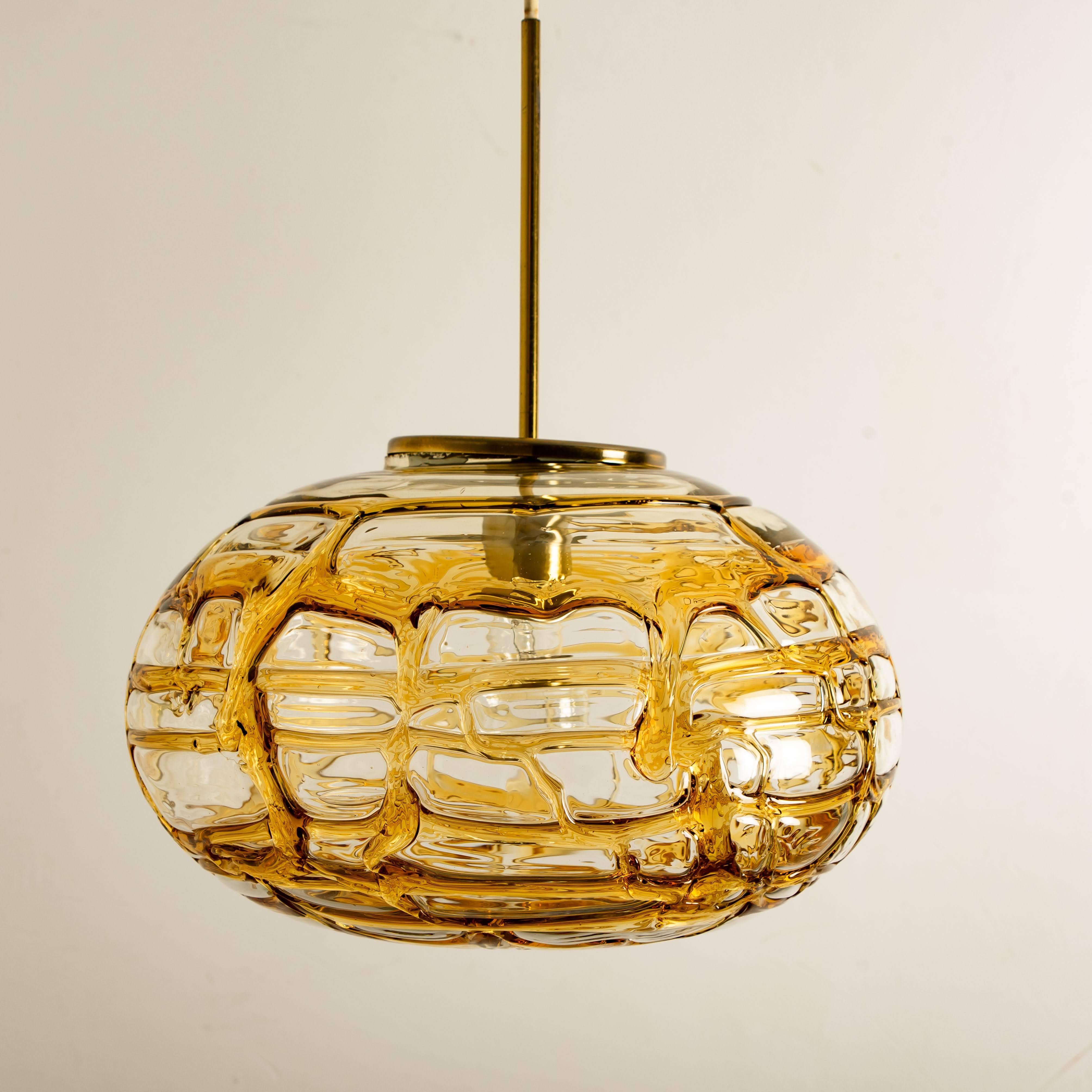 Pair of Amber Murano Glass Pendant Lamp, 1960s 4