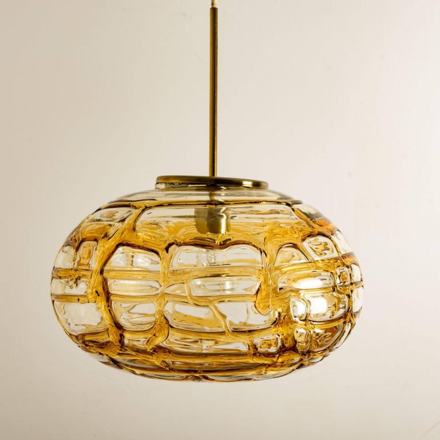Pair of Amber Murano Glass Pendant Lamp, 1960s 4