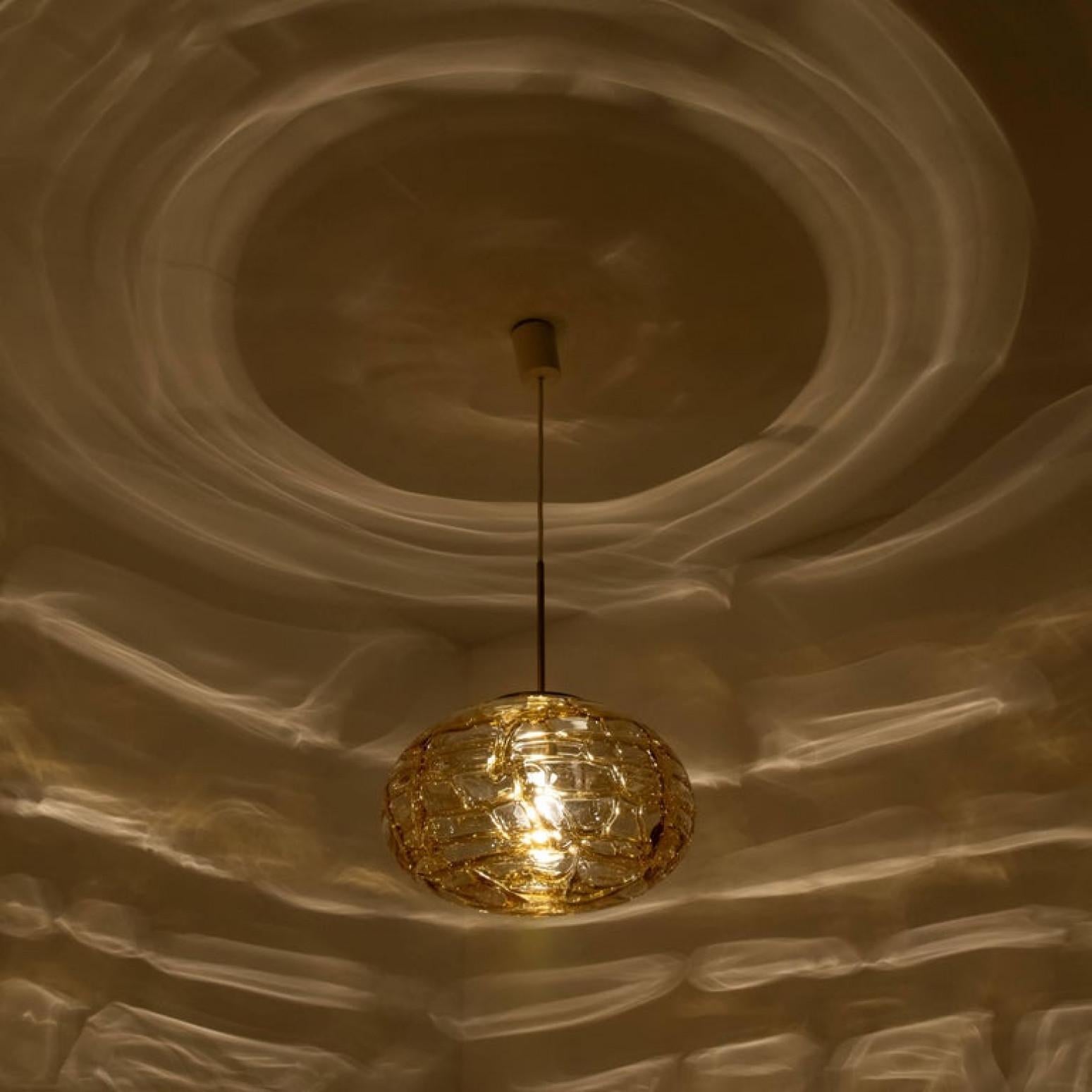 Pair of Amber Murano Glass Pendant Lamp, 1960s For Sale 5