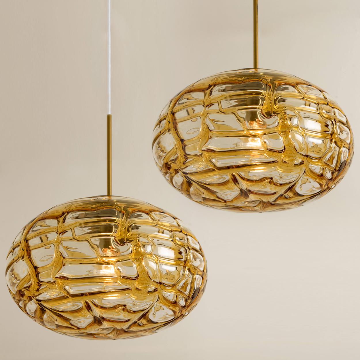 Pair of Amber Murano Glass Pendant Lamp, 1960s 8