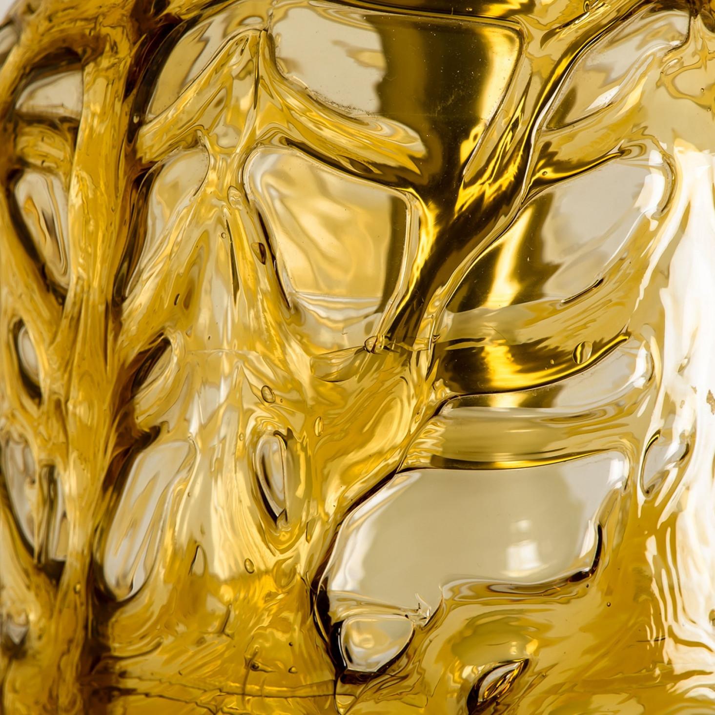 Pair of Amber Murano Glass Pendant Lamps, 1960s For Sale 1