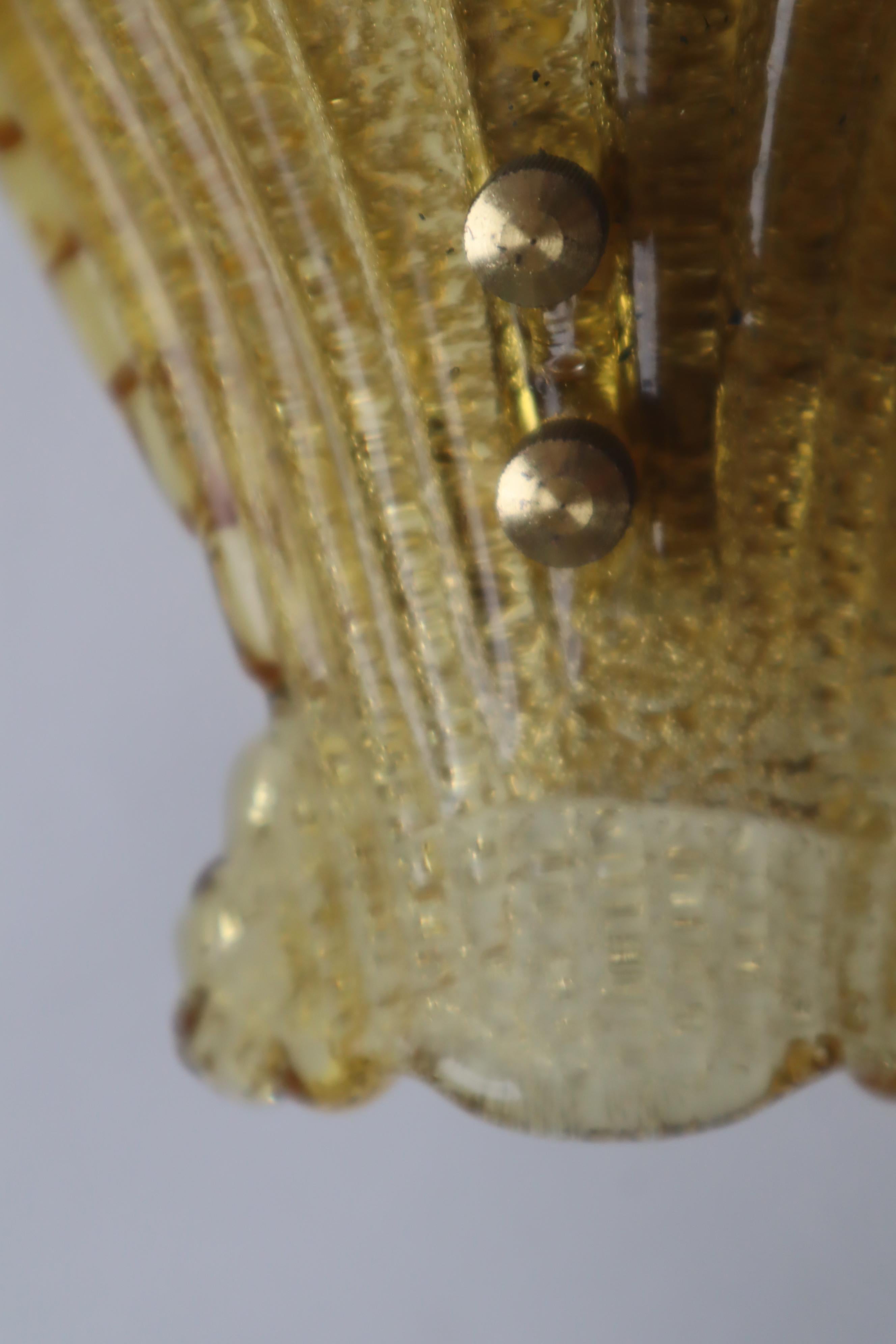 Pair of Amber Murano Glass Shell Lamps, 1960s 1