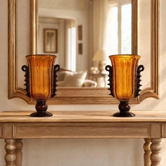 Pair of amber Murano glass vases, neoclassical style