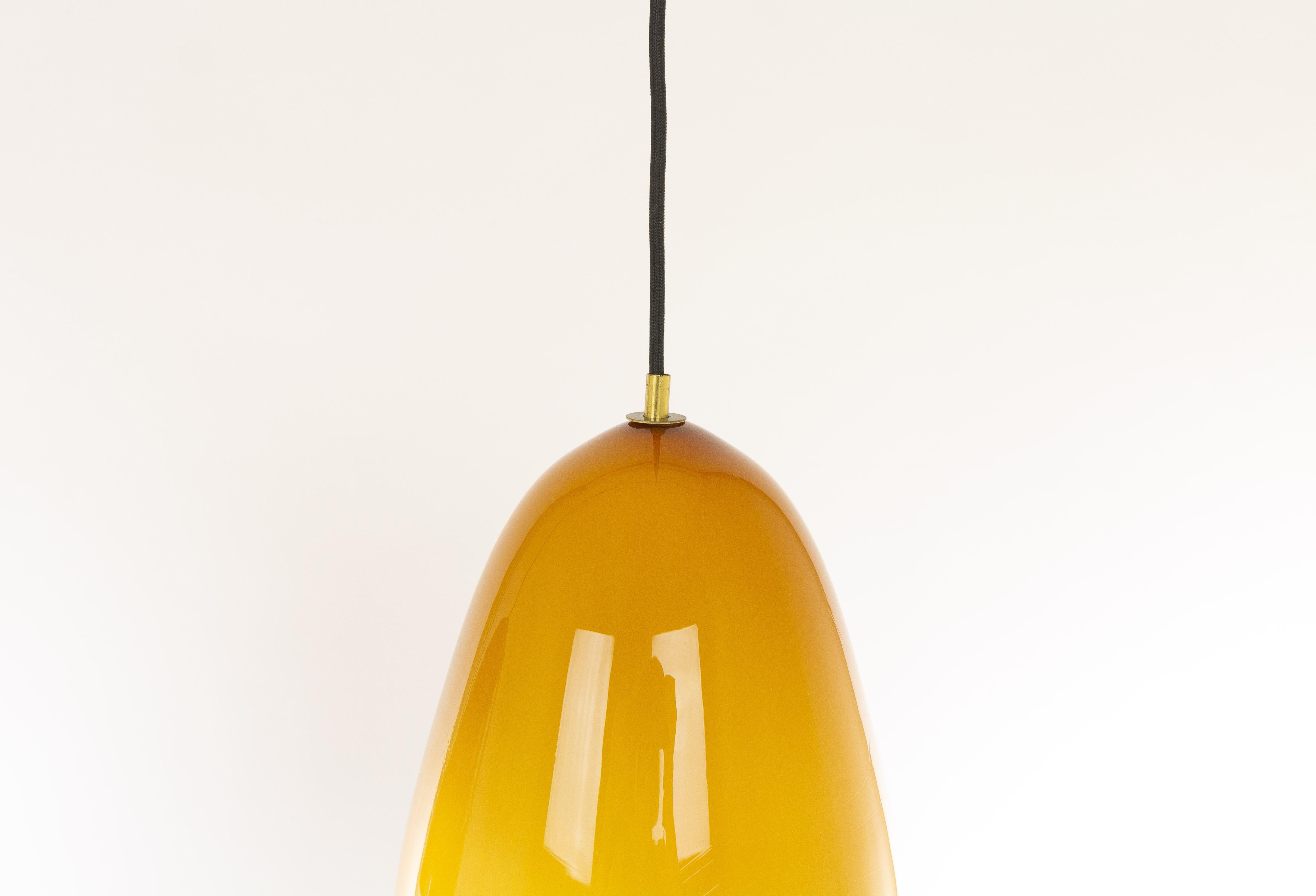 Mid-20th Century Pair of Amber Murano Pendants by Massimo Vignelli for Venini, 1950s