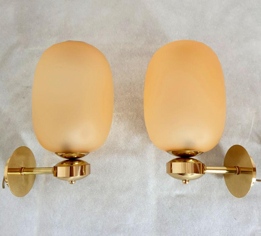 Mid-Century Modern Paire d'appliques en ambre de Murano, Italie, années 1980 en vente