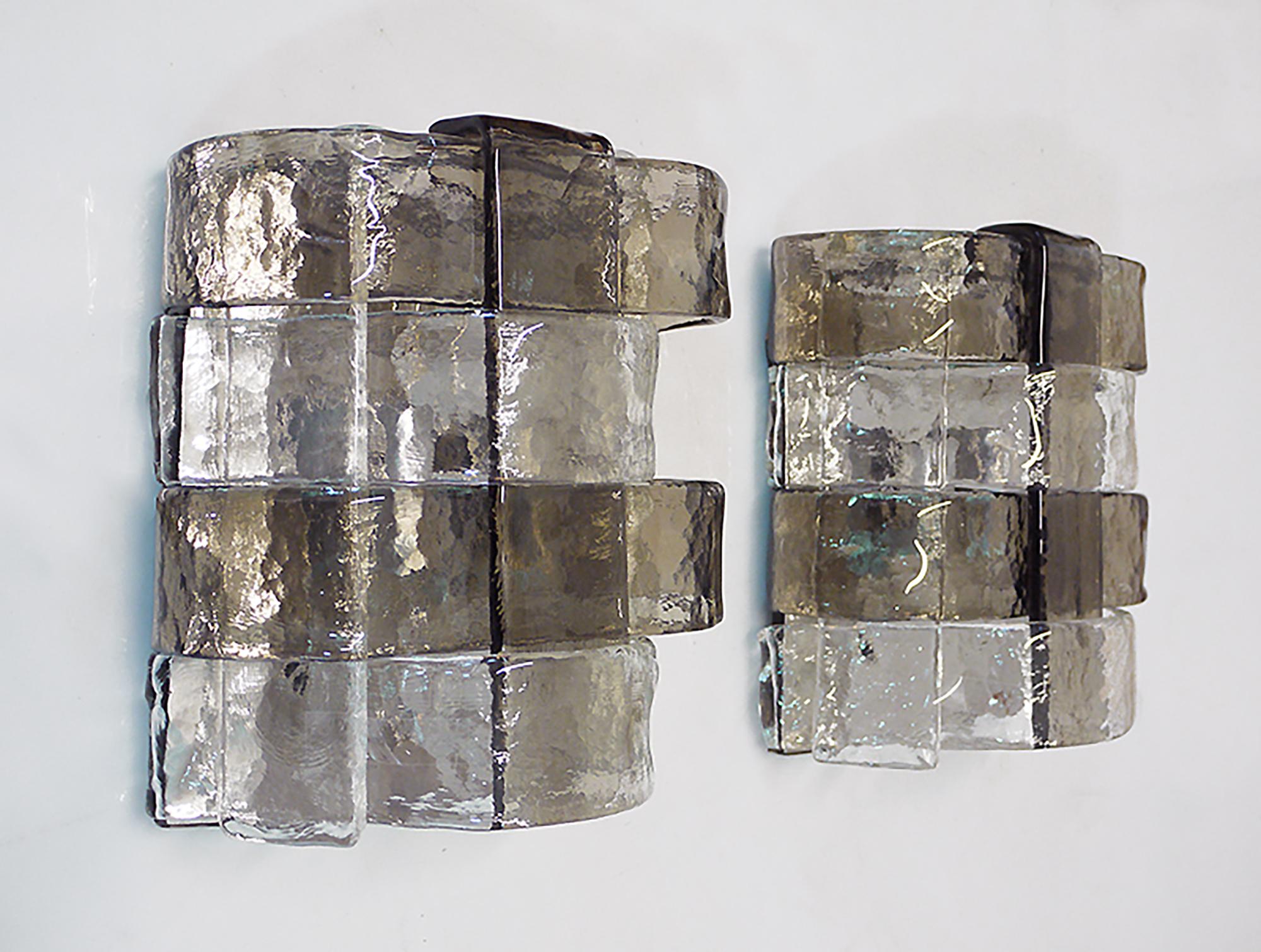 Pareja de Apliques de Murano Ámbar Vidrio y Cromo de Carlo Nason para Mazzega 1960 Moderno de mediados de siglo en venta