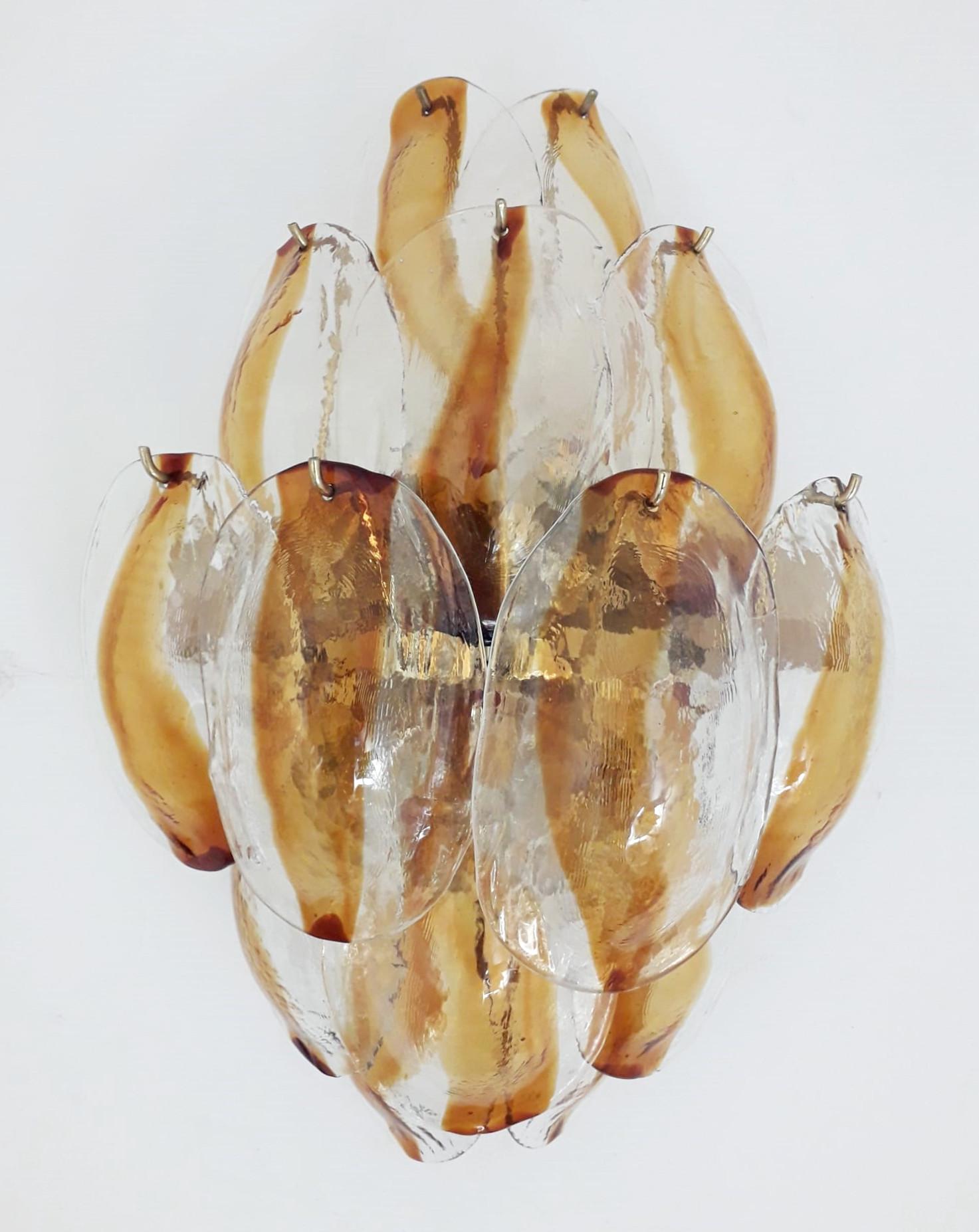 Mid-Century Modern Pair of Amber Shells Sconces by La Murrina
