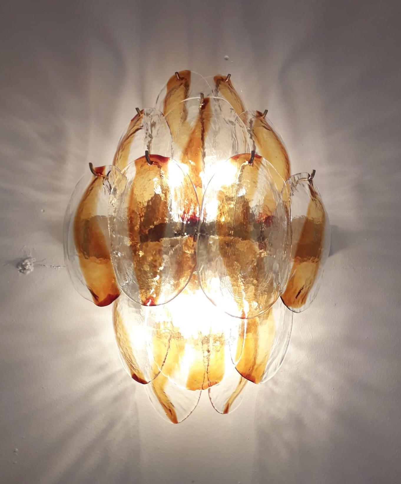 20th Century Pair of Amber Shells Sconces by La Murrina