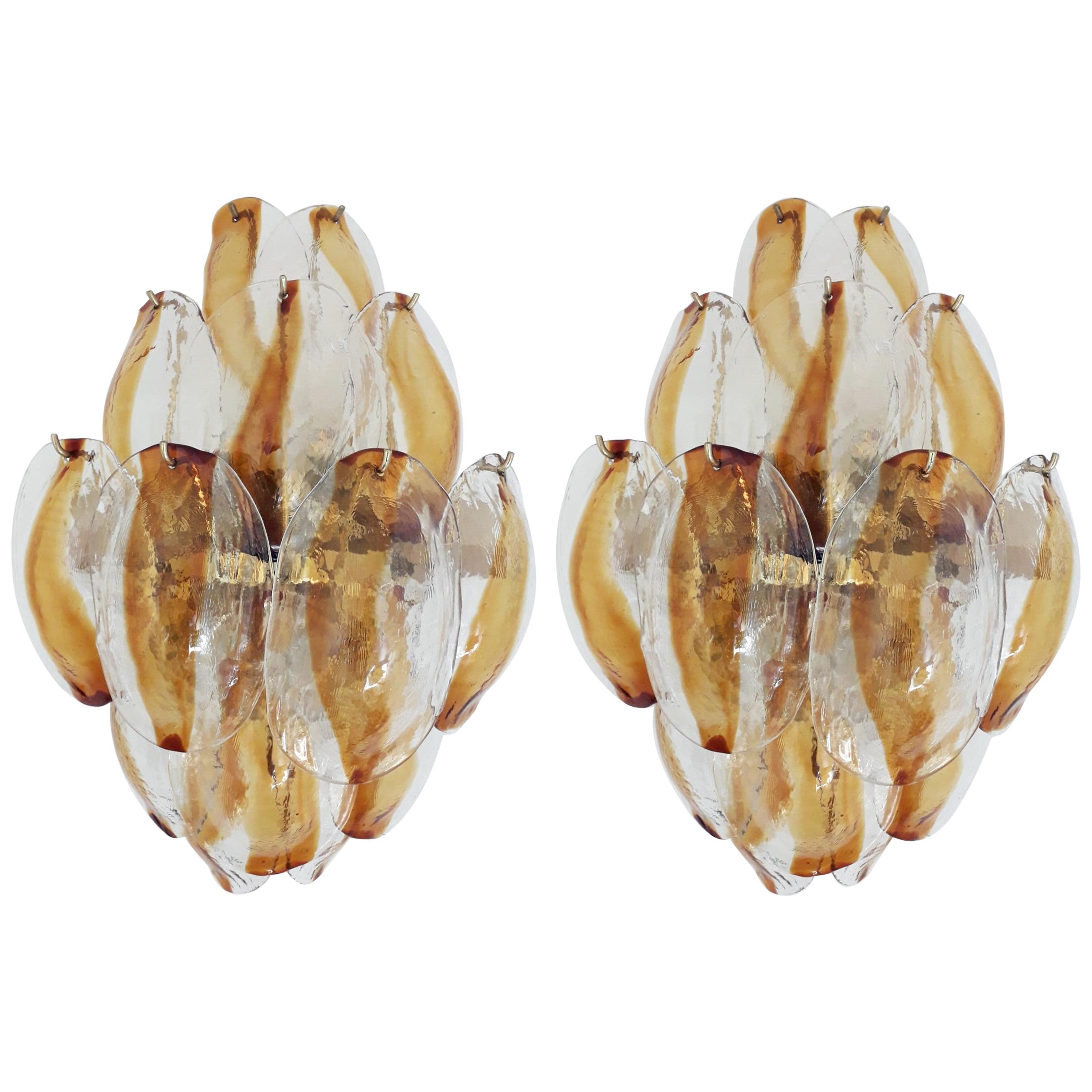 Pair of Amber Shells Sconces by La Murrina