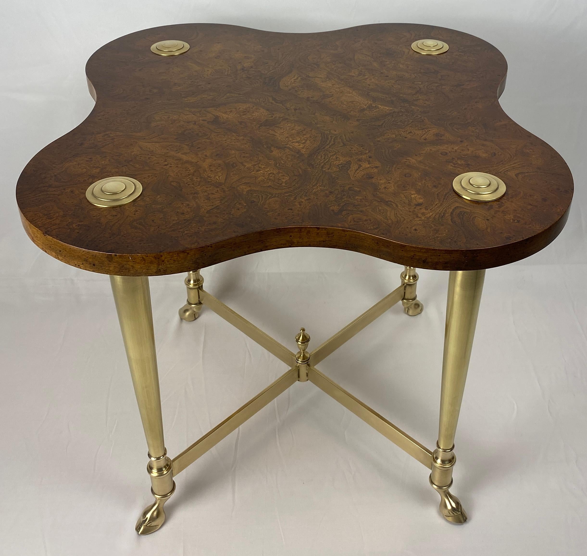 Pair of Amboyna Wood and Brass End Tables For Sale 2