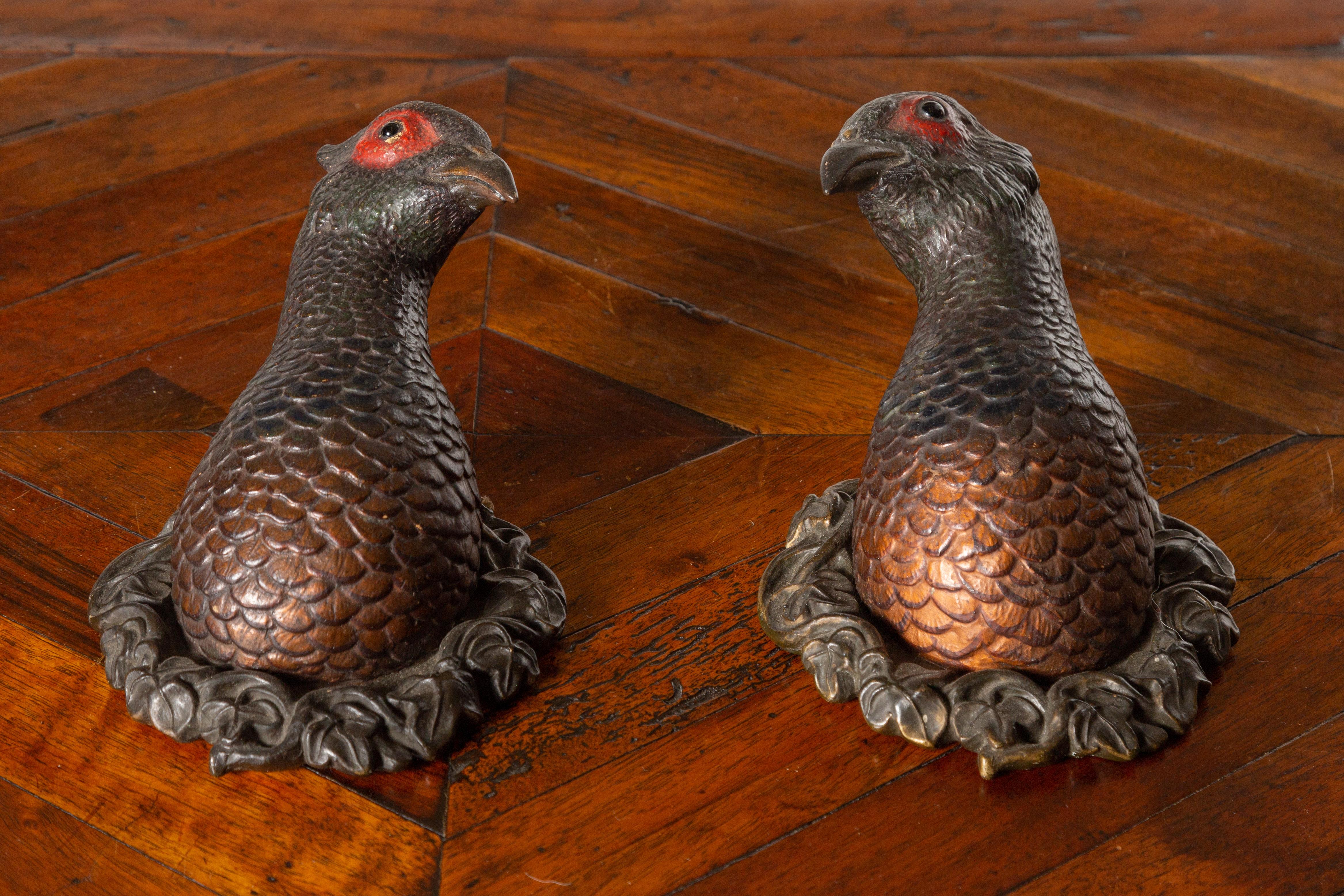 Pair of American 1930s Terracotta Turkey Wall Sculptures with Glass Eyes 7