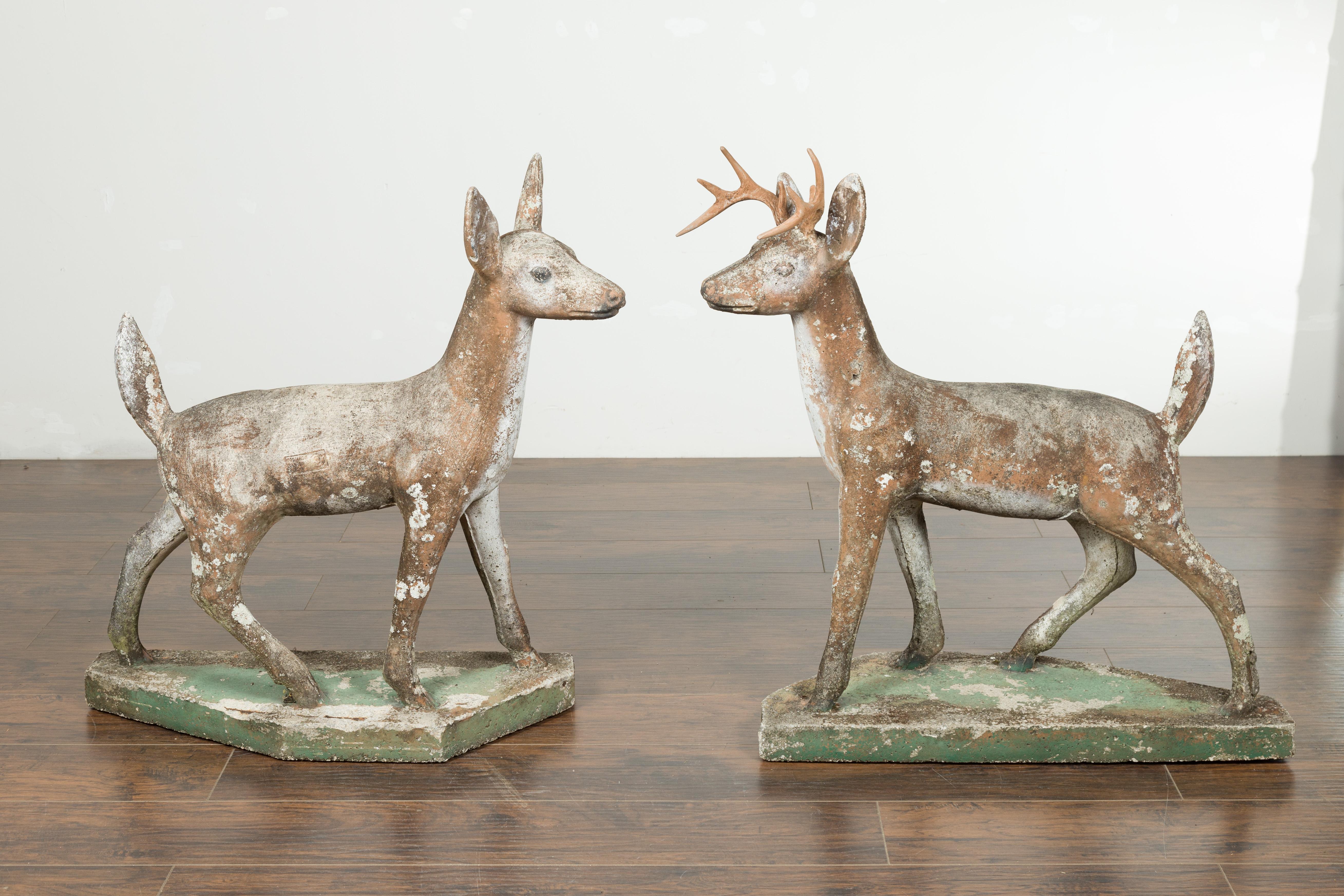 concrete deer statues