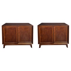 Vintage Pair of American 1950's Johnson Furniture Co. Mahogany Dressing Cabinets