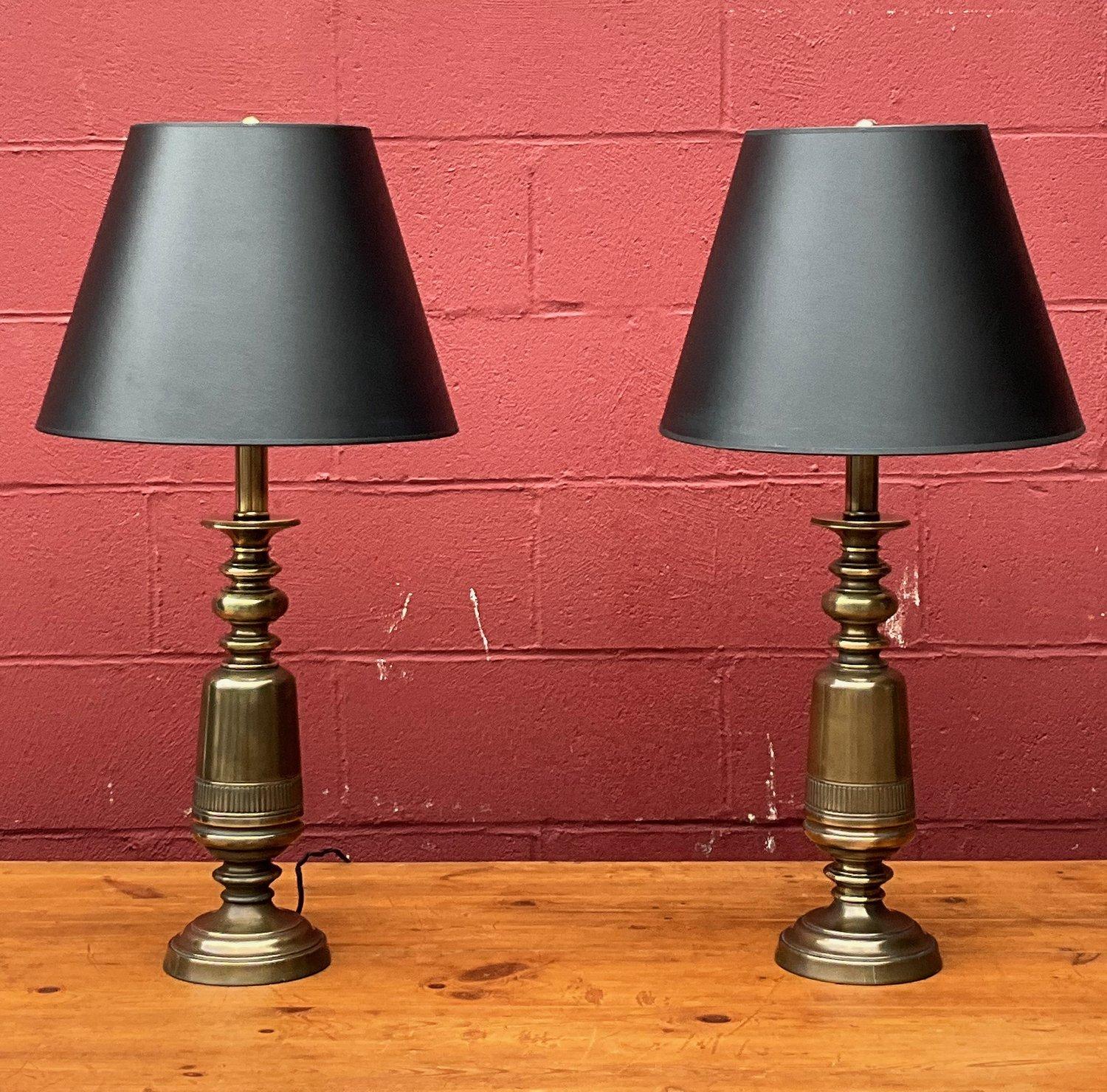 Mid-Century Modern Pair of American 1950s Sculptural Brass Lamps For Sale