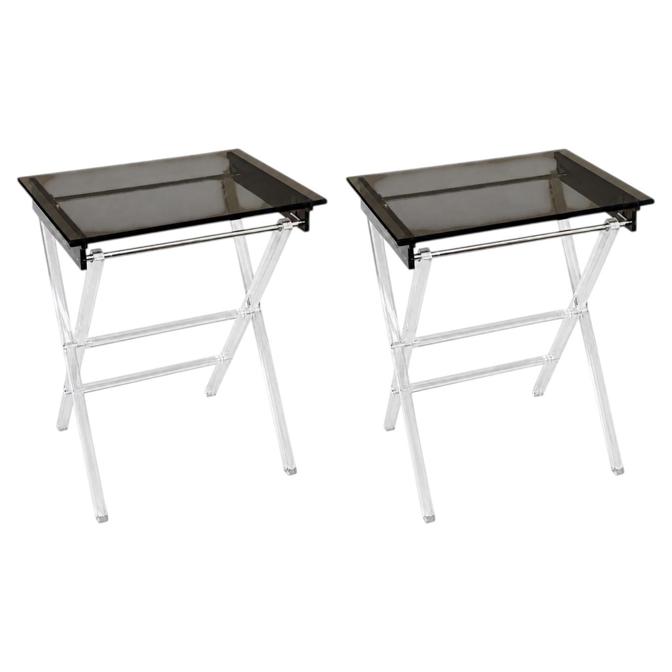 Pair of American 1970's Acrylic Tray Tables by Scheibe For Sale